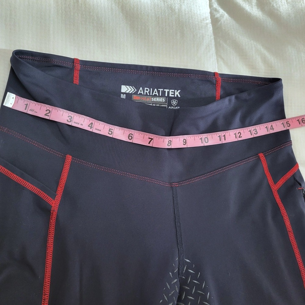 Ariat Tek Team Navy Red Full Seat Silicone Grip Equestrian Riding Pants Tights M - Picture 11 of 12